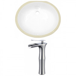 American Imaginations AI-22932 19.5-in. W CUPC Oval Undermount Sink Set In White - Chrome Hardware With Deck Mount CUPC Faucet