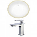 American Imaginations AI-22933 19.5-in. W CUPC Oval Undermount Sink Set In White - Chrome Hardware With 1 Hole CUPC Faucet