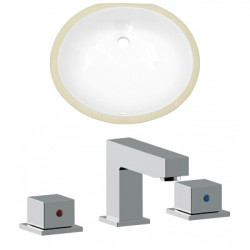 American Imaginations AI-22935 19.5-in. W CUPC Oval Undermount Sink Set In White - Chrome Hardware With 3H8-in. CUPC Faucet