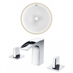 American Imaginations AI-22968 15.75-in. W CUPC Round Undermount Sink Set In White - Chrome Hardware With 3H8-in. CUPC Faucet