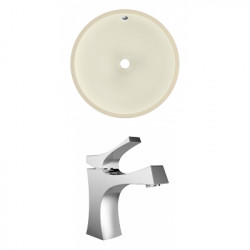 American Imaginations AI-22981 15.5-in. W CUPC Round Undermount Sink Set In Biscuit - Chrome Hardware With 1 Hole CUPC Faucet