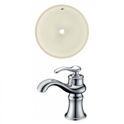 American Imaginations AI-22983 15.5-in. W CUPC Round Undermount Sink Set In Biscuit - Chrome Hardware With 1 Hole CUPC Faucet