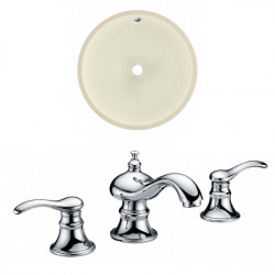American Imaginations AI-22985 15.5-in. W CUPC Round Undermount Sink Set In Biscuit - Chrome Hardware With 3H8-in. CUPC Faucet
