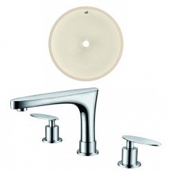 American Imaginations AI-22987 15.5-in. W CUPC Round Undermount Sink Set In Biscuit - Chrome Hardware With 3H8-in. CUPC Faucet