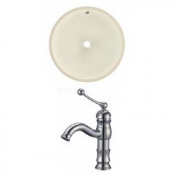 American Imaginations AI-22993 15.5-in. W CUPC Round Undermount Sink Set In Biscuit - Chrome Hardware With 1 Hole CUPC Faucet