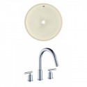 American Imaginations AI-22996 15.5-in. W CUPC Round Undermount Sink Set In Biscuit - Chrome Hardware With 3H8-in. CUPC Faucet