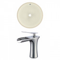 American Imaginations AI-22997 15.5-in. W CUPC Round Undermount Sink Set In Biscuit - Chrome Hardware With 1 Hole CUPC Faucet