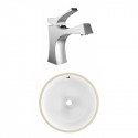 American Imaginations AI-23003 15-in. W CSA Round Undermount Sink Set In White - Chrome Hardware With 1 Hole CUPC Faucet