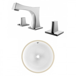 American Imaginations AI-23004 15-in. W CSA Round Undermount Sink Set In White - Chrome Hardware With 3H8-in. CUPC Faucet