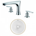 American Imaginations AI-23009 15-in. W CSA Round Undermount Sink Set In White - Chrome Hardware With 3H8-in. CUPC Faucet