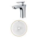 American Imaginations AI-23010 15-in. W CSA Round Undermount Sink Set In White - Chrome Hardware With 1 Hole CUPC Faucet