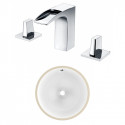 American Imaginations AI-23012 15-in. W CSA Round Undermount Sink Set In White - Chrome Hardware With 3H8-in. CUPC Faucet