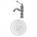 American Imaginations AI-23015 15-in. W CSA Round Undermount Sink Set In White - Chrome Hardware With 1 Hole CUPC Faucet