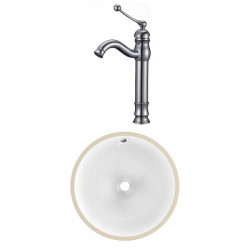 American Imaginations AI-23016 15-in. W CSA Round Undermount Sink Set In White - Chrome Hardware With Deck Mount CUPC Faucet