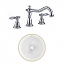 American Imaginations AI-23017 15-in. W CSA Round Undermount Sink Set In White - Chrome Hardware With 3H8-in. CUPC Faucet