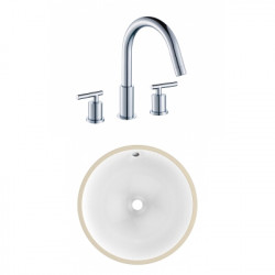 American Imaginations AI-23018 15-in. W CSA Round Undermount Sink Set In White - Chrome Hardware With 3H8-in. CUPC Faucet