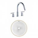American Imaginations AI-23018 15-in. W CSA Round Undermount Sink Set In White - Chrome Hardware With 3H8-in. CUPC Faucet