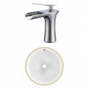 American Imaginations AI-23019 15-in. W CSA Round Undermount Sink Set In White - Chrome Hardware With 1 Hole CUPC Faucet