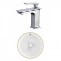 American Imaginations AI-23021 15-in. W CSA Round Undermount Sink Set In White - Chrome Hardware With 1 Hole CUPC Faucet