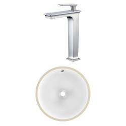American Imaginations AI-23022 15-in. W CSA Round Undermount Sink Set In White - Chrome Hardware With Deck Mount CUPC Faucet