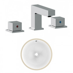 American Imaginations AI-23023 15-in. W CSA Round Undermount Sink Set In White - Chrome Hardware With 3H8-in. CUPC Faucet
