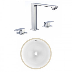 American Imaginations AI-23024 15-in. W CSA Round Undermount Sink Set In White - Chrome Hardware With 3H8-in. CUPC Faucet