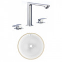American Imaginations AI-23024 15-in. W CSA Round Undermount Sink Set In White - Chrome Hardware With 3H8-in. CUPC Faucet