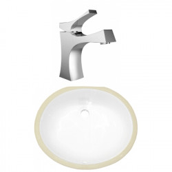 American Imaginations AI-23025 18.25-in. W CSA Oval Undermount Sink Set In White - Chrome Hardware With 1 Hole CUPC Faucet