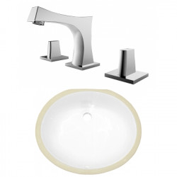 American Imaginations AI-23026 18.25-in. W CSA Oval Undermount Sink Set In White - Chrome Hardware With 3H8-in. CUPC Faucet
