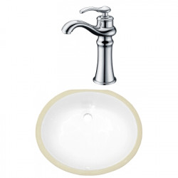 American Imaginations AI-23028 18.25-in. W CSA Oval Undermount Sink Set In White - Chrome Hardware With Deck Mount CUPC Faucet