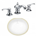 American Imaginations AI-23029 18.25-in. W CSA Oval Undermount Sink Set In White - Chrome Hardware With 3H8-in. CUPC Faucet