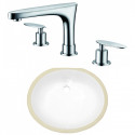 American Imaginations AI-23031 18.25-in. W CSA Oval Undermount Sink Set In White - Chrome Hardware With 3H8-in. CUPC Faucet