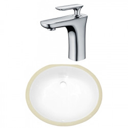 American Imaginations AI-23032 18.25-in. W CSA Oval Undermount Sink Set In White - Chrome Hardware With 1 Hole CUPC Faucet