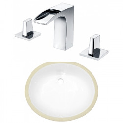 American Imaginations AI-23034 18.25-in. W CSA Oval Undermount Sink Set In White - Chrome Hardware With 3H8-in. CUPC Faucet