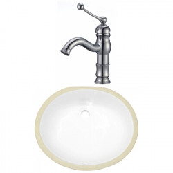 American Imaginations AI-23037 18.25-in. W CSA Oval Undermount Sink Set In White - Chrome Hardware With 1 Hole CUPC Faucet