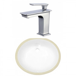 American Imaginations AI-23043 18.25-in. W CSA Oval Undermount Sink Set In White - Chrome Hardware With 1 Hole CUPC Faucet