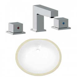 American Imaginations AI-23045 18.25-in. W CSA Oval Undermount Sink Set In White - Chrome Hardware With 3H8-in. CUPC Faucet