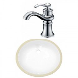 American Imaginations AI-23049 16.5-in. W CSA Oval Undermount Sink Set In White - Chrome Hardware With 1 Hole CUPC Faucet