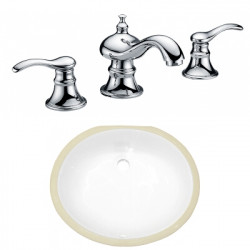 American Imaginations AI-23051 16.5-in. W CSA Oval Undermount Sink Set In White - Chrome Hardware With 3H8-in. CUPC Faucet