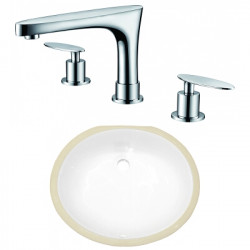 American Imaginations AI-23053 16.5-in. W CSA Oval Undermount Sink Set In White - Chrome Hardware With 3H8-in. CUPC Faucet