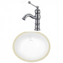 American Imaginations AI-23059 16.5-in. W CSA Oval Undermount Sink Set In White - Chrome Hardware With 1 Hole CUPC Faucet
