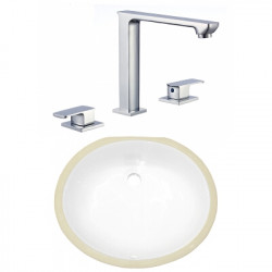 American Imaginations AI-23068 16.5-in. W CSA Oval Undermount Sink Set In White - Chrome Hardware With 3H8-in. CUPC Faucet