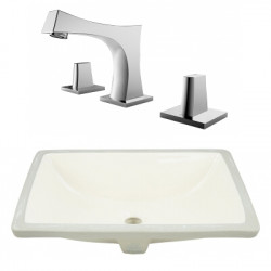 American Imaginations AI-23070 20.75-in. W CSA Rectangle Undermount Sink Set In Biscuit - Chrome Hardware With 3H8-in. CUPC Faucet