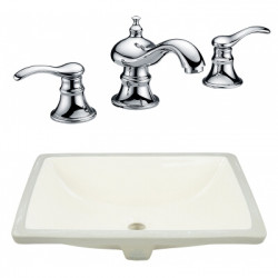 American Imaginations AI-23073 20.75-in. W CSA Rectangle Undermount Sink Set In Biscuit - Chrome Hardware With 3H8-in. CUPC Faucet