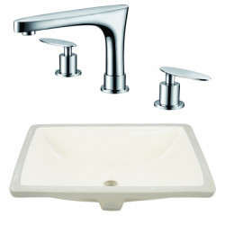 American Imaginations AI-23075 20.75-in. W CSA Rectangle Undermount Sink Set In Biscuit - Chrome Hardware With 3H8-in. CUPC Faucet