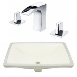 American Imaginations AI-23078 20.75-in. W CSA Rectangle Undermount Sink Set In Biscuit - Chrome Hardware With 3H8-in. CUPC Faucet