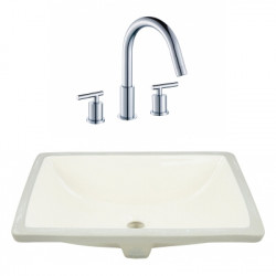 American Imaginations AI-23084 20.75-in. W CSA Rectangle Undermount Sink Set In Biscuit - Chrome Hardware With 3H8-in. CUPC Faucet