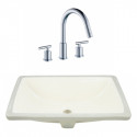 American Imaginations AI-23084 20.75-in. W CSA Rectangle Undermount Sink Set In Biscuit - Chrome Hardware With 3H8-in. CUPC Faucet