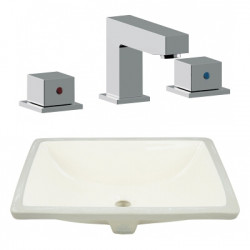 American Imaginations AI-23089 20.75-in. W CSA Rectangle Undermount Sink Set In Biscuit - Chrome Hardware With 3H8-in. CUPC Faucet