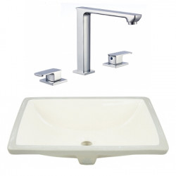 American Imaginations AI-23090 20.75-in. W CSA Rectangle Undermount Sink Set In Biscuit - Chrome Hardware With 3H8-in. CUPC Faucet